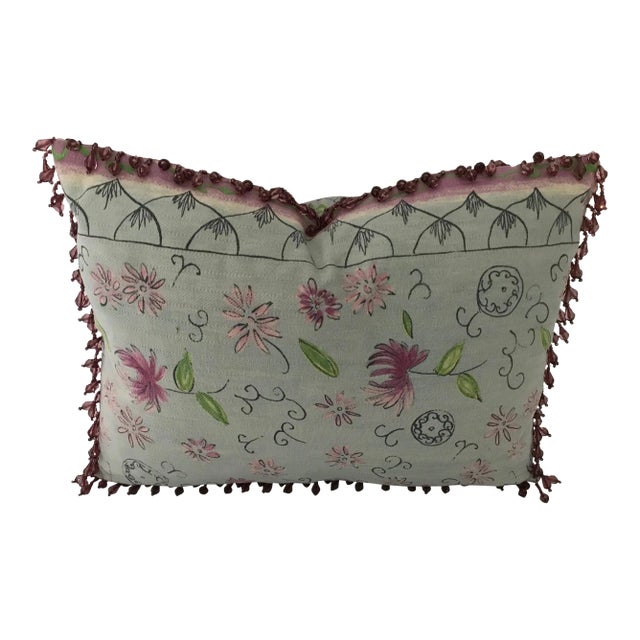 NEWLY MADE. ONE OF A KIND! Osborne & Little's Designers Guild fabric. Lightweight linen pillow is soft aqua and sea foam...