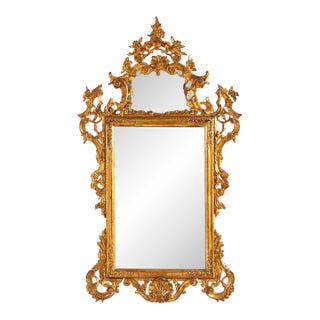 Oversized 58" Antique French Louis XIV Carved Gilt Wood Mirror 19thC For Sale