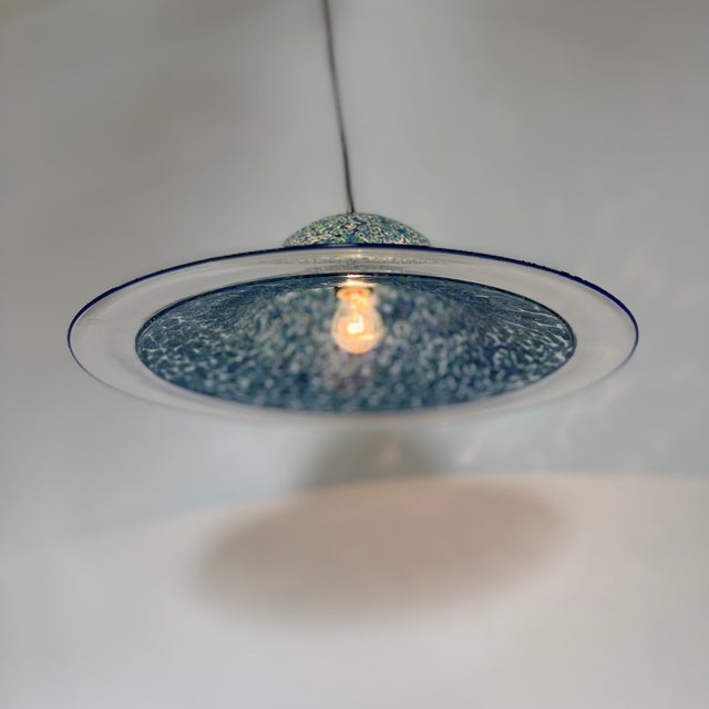 Neverrino Pendant Lamp in Blue Murano Glass by Gae Aulenti for Vistosi, Italy, 1970s, in Good conditions. Designed 1970 to...