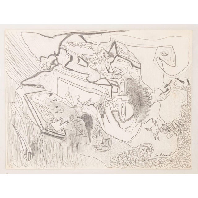 Eva Bouzard-Hui Surrealist Graphite on Paper, 10 For Sale - Image 14 of 14