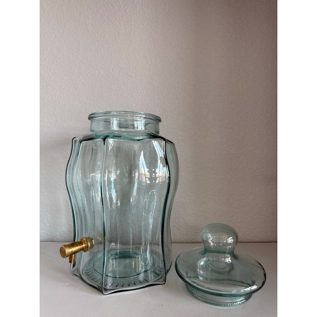 Vintage Glass Drink Dispenser With Brass Spigot, Made in Italy For Sale In Denver - Image 6 of 7