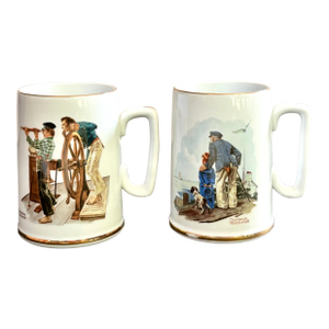 Vintage Norman Rockwell Ceramic Mugs Set of 2