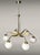 Stilnovo Mid 20th Century Stilnovo Style Italian Brass Six-Light Chandelier With Opaline Glass Globes For Sale - Image 4 of 18