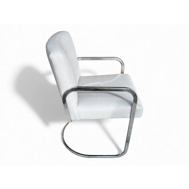 Set of 4 Bauhaus-Style Chrome Cantilever Dining Chairs in Oyster Upholstery For Sale - Image 12 of 16