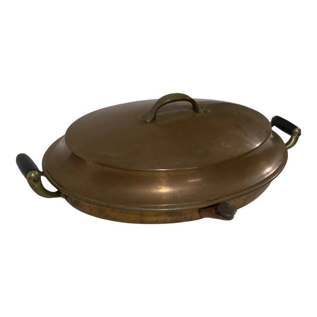 Late 20th Century Copper Warmer With Ceramic Plate For Sale