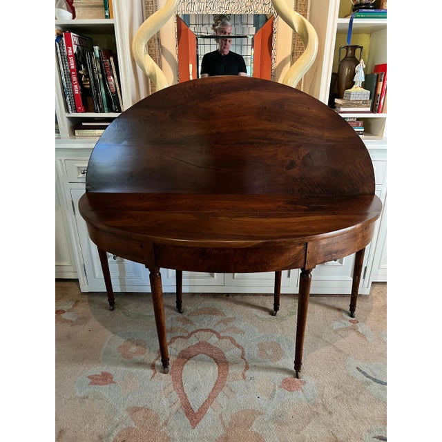 19th Century Fold Over French Fruitwood Dining Demi Lune Table For Sale - Image 11 of 12
