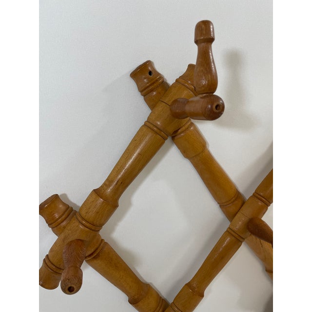 Tan 1950s Expandable Bulgarian Faux Bamboo Wooden Coat and Hat Rack For Sale - Image 8 of 18