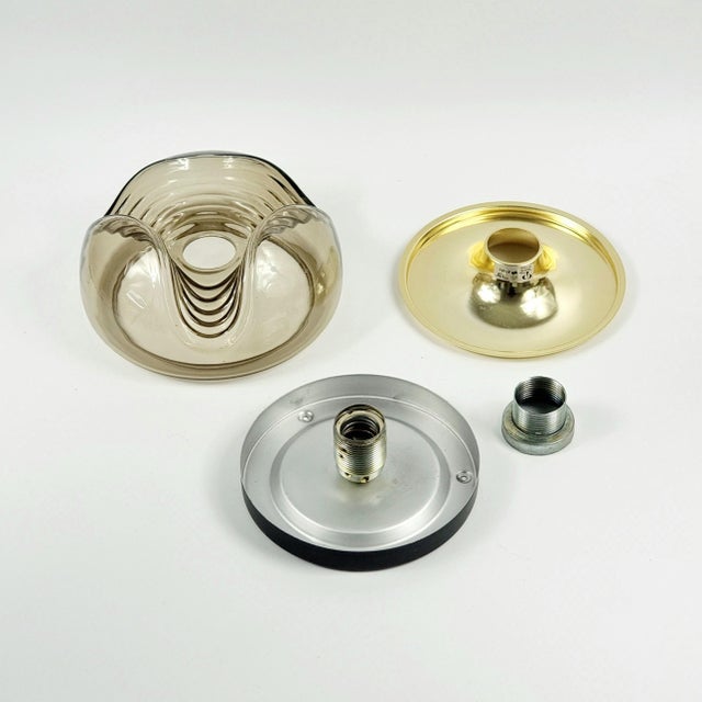Brown 1970s Pair of Glass Wave/Futura Wall Lamps/Sconces by Koch & Lowy for Peill & Putzler For Sale - Image 8 of 9