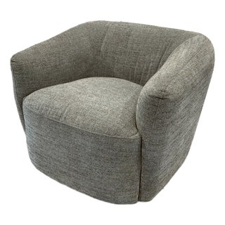 Modern Swivel Chair Gray Nubby Fabric. For Sale