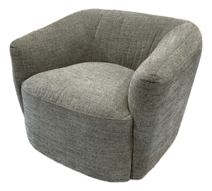 Modern Swivel Chair Gray Nubby Fabric.
