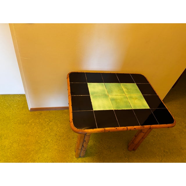 Bamboo Side Table attributed to Audoux & Minet, France, 1950 For Sale - Image 3 of 10