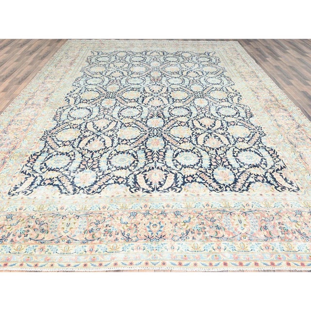 Persian 1940 Blue Antique Persian Kerman Rug For Sale - Image 3 of 12