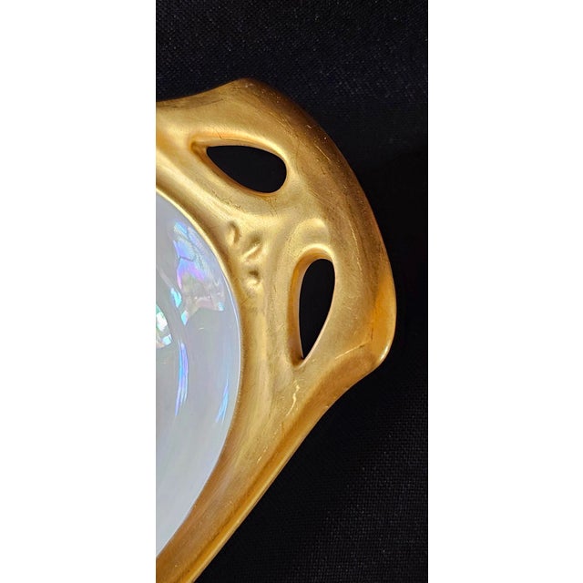 Vintage Iridescent Porcelain Oval Relish / Serving Platter Set – Gold Trim – Open Handles – Bavaria & m.p. Stokes Japan For Sale - Image 15 of 15