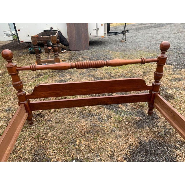 Vintage Regency Cannonbal Style L Full Bed Frame For Sale - Image 9 of 12