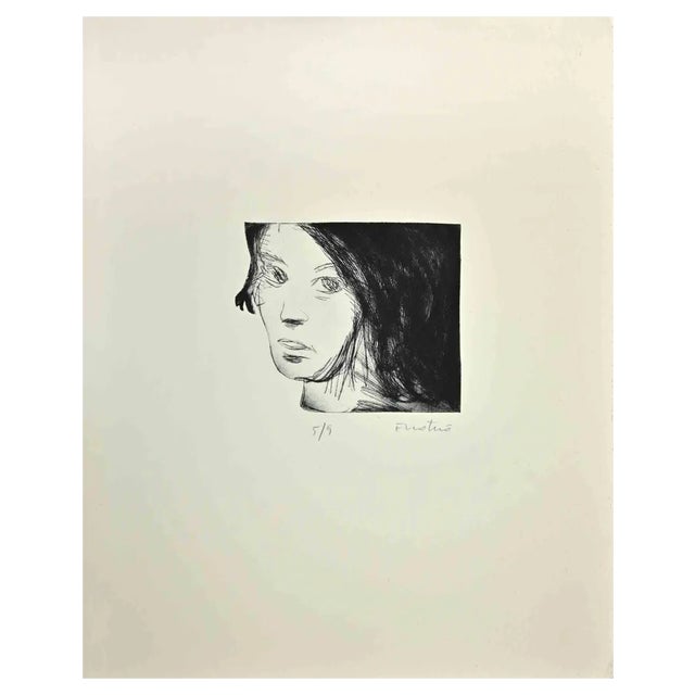 Enotrio Pugliese, The Portrait, Etching and Aquatint, 1970s For Sale