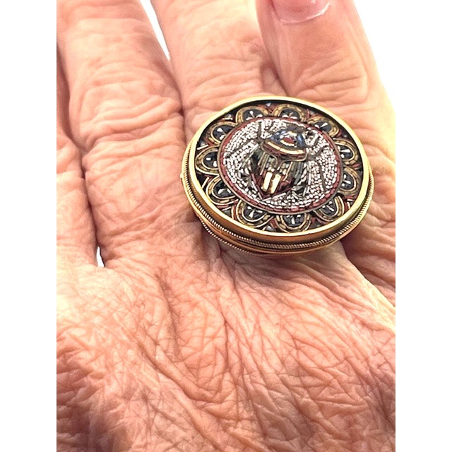 19th Century 19th Century Egyptian Micro Mosaic Scarab Ring 18k, Size 7 For Sale - Image 5 of 11