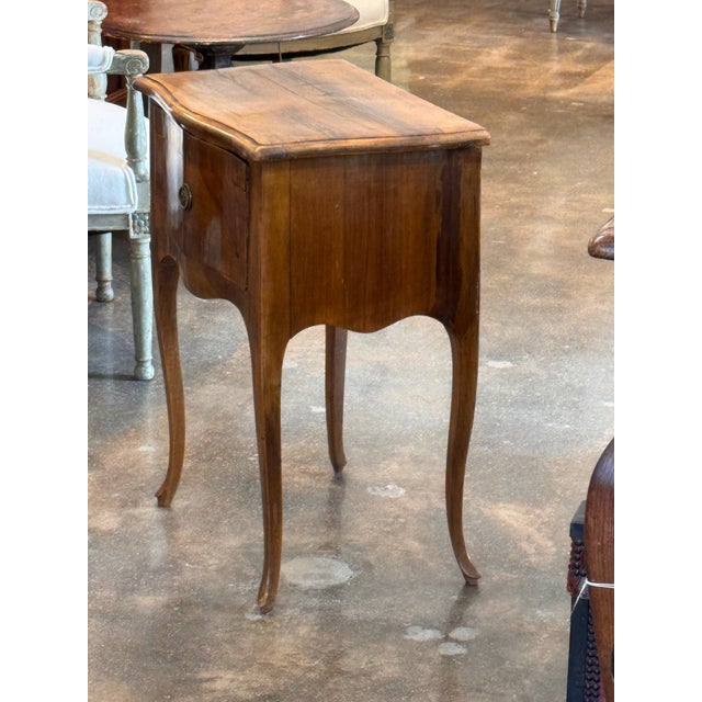 1920s Pair of Italian Walnut Side Tables With Parquetry Drawers For Sale - Image 10 of 12