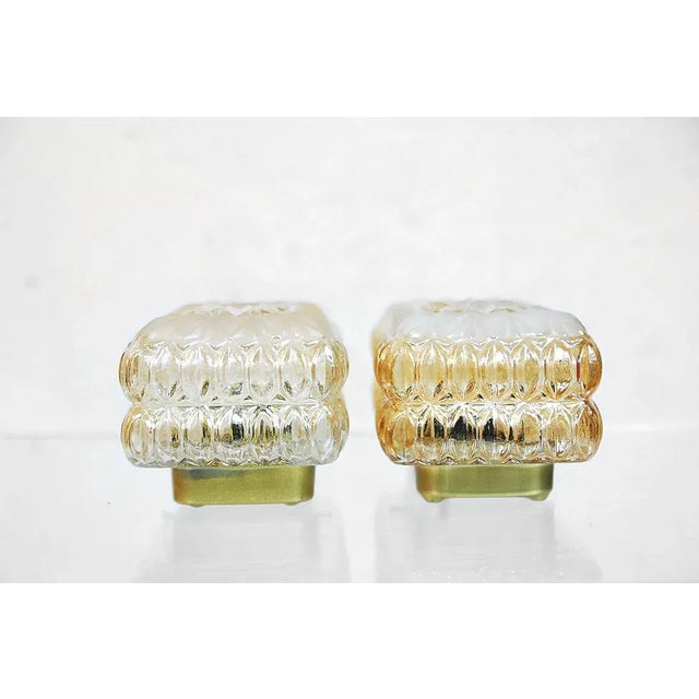 Gold Modern Ice Glass Wall Sconces, 1970s, Set of 2 For Sale - Image 8 of 9