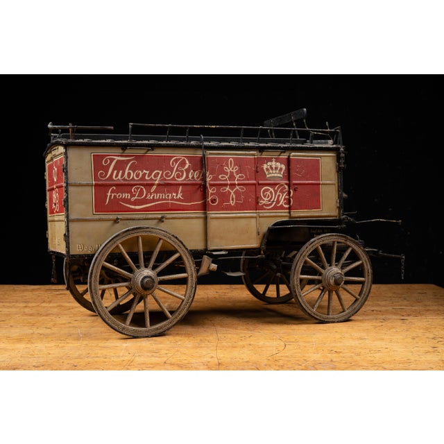 Industrial Antique Tuborg Beer Horse-Drawn Delivery Wagon Exhibition Model, Circa 1900s–1920s For Sale - Image 3 of 14