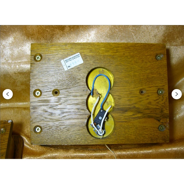 Mid-Century Modern Art Deco Brass, Wood and Glass Sconces from Fischer Leuchten, 1970s, Set of 2 For Sale - Image 6 of 10
