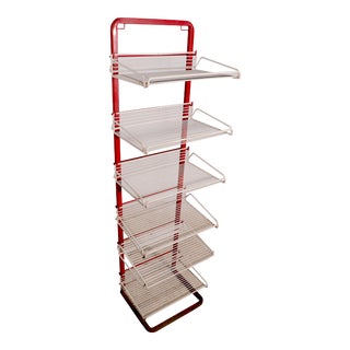 Six Shelf Modernist Industrial Metal Shelf For Sale