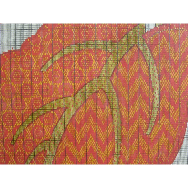 Paper Antique Textile Design Gouache on Paper For Sale - Image 7 of 12