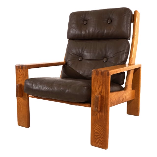 Asko Bonanza Brown High-Back Leather Armchair by Esko Pajamies, 1960s For Sale