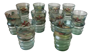 Set of Ten Vintage Hunt Themed Glasses