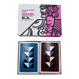 Vintage 1960’s Elal Israel Airlines Playing Cards by Jean David - Double Deck For Sale