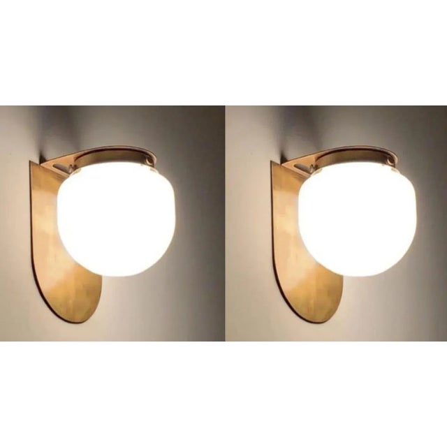 Pair Vintage Art deco light Old Lamp Wall Sconces Fixture Brass & Milk Glass Shade Ship Light Lamp Excellent Working...