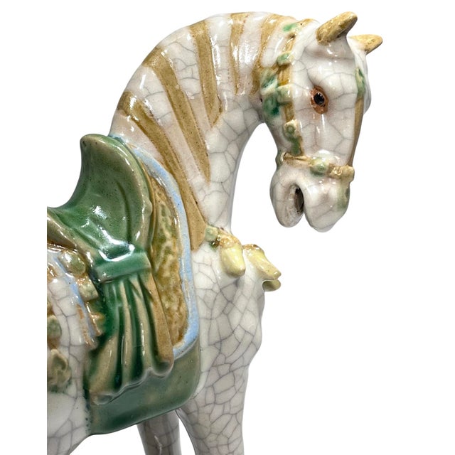 1950s Mid Century Chinese Ceramic War Horse For Sale - Image 5 of 9