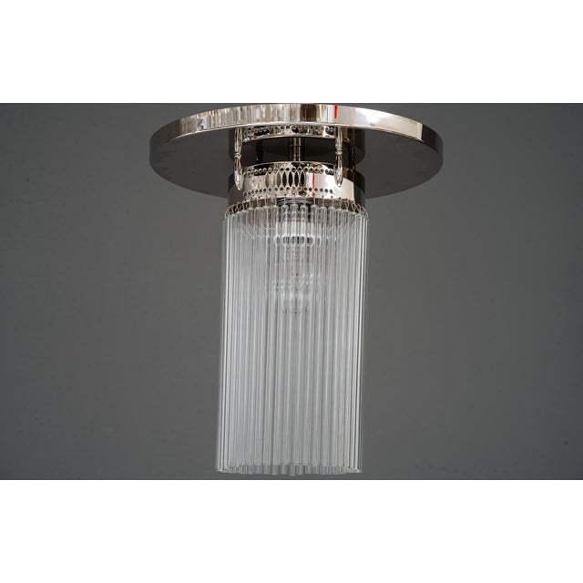 Art Deco Nickel-Plated Ceiling Lamp with Glass Sticks, Vienna, 1920s For Sale - Image 13 of 13