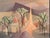 This is a modernist landscape oil painting on canvas by Mimi Coppertone titled “early spring-snow shower” circa 1970....