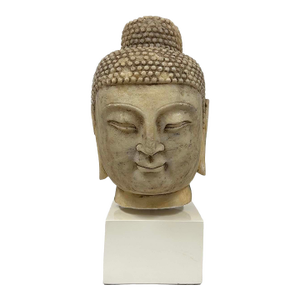 Early 20th Century Antique Chinese Carved Stone Buddha Head Sculpture