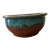 Vintage Large and Heavy Copper Green With Drip Glaze Ceramic Low Bowl Planter For Sale