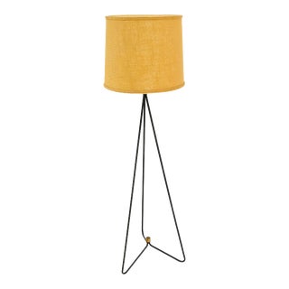 Mid-Century Modern Wire Tripod Base Brass Finial Floor Lamp For Sale