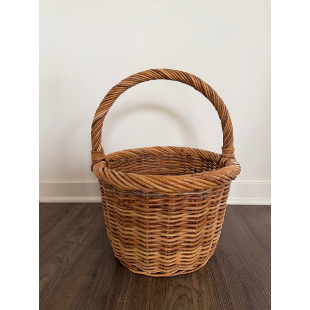 Vintage French Wicker Market Basket For Sale - Image 4 of 13