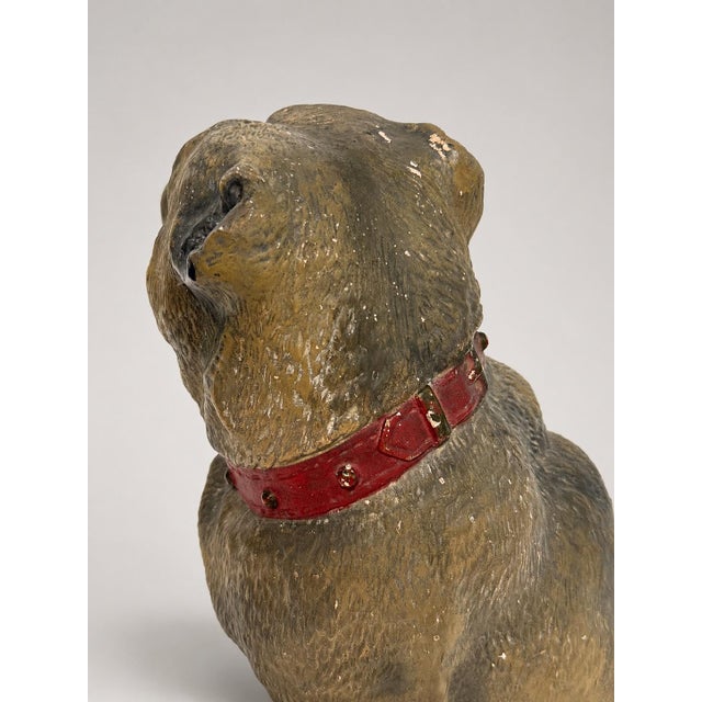 Ceramic 19th Century, Victorian Polychrome Terracotta Pug Dog With Glass Eyes For Sale - Image 7 of 8
