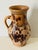 Antique Folk Art ceramic glazed milk jar or pitcher. Polychrome . 9”. Organic modern .