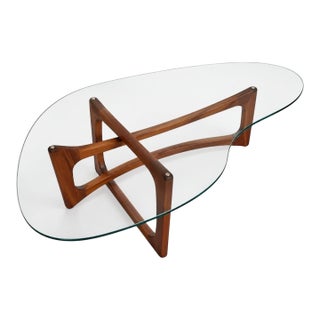 Mid-Century Modern Adrian Pearsall Glass Top Walnut Coffee Table For Sale