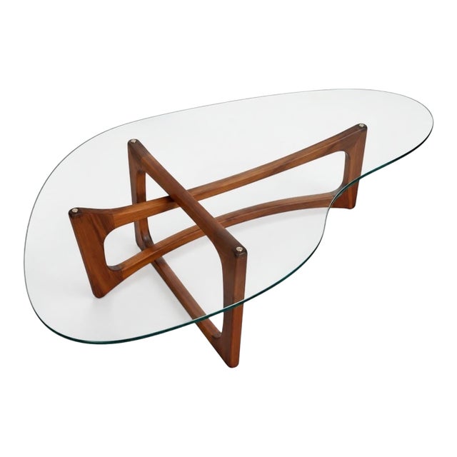 Mid-Century Modern Adrian Pearsall Glass Top Walnut Coffee Table For Sale