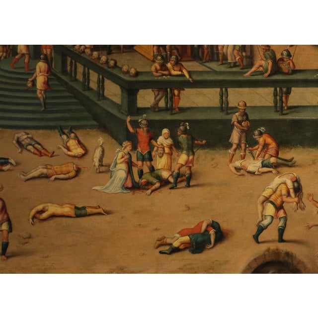Workshop of Antoine Caron, Massacre Ordered by the Triumvirs, 17th Century, Oil Painting on Panel, Framed For Sale - Image 10 of 15