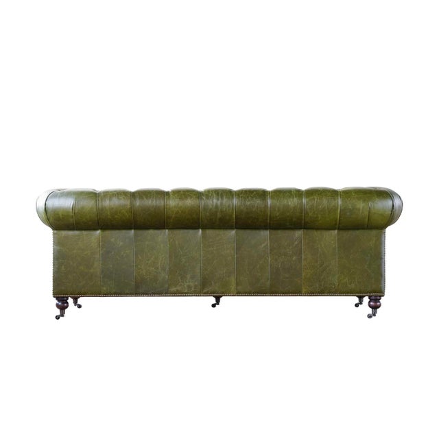 Wood Matthew Izzo Home the Churchill Great Britain, Green Chesterfield Sofa 87” For Sale - Image 7 of 7