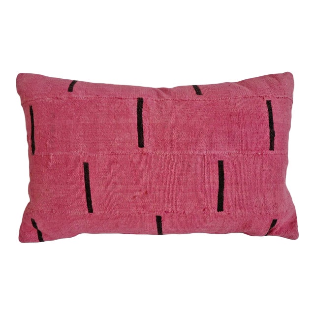Pink Mudcloth Lumbar Pillow For Sale