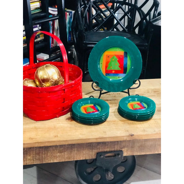 Green Christmas Dibbern Glass Plates Made in Germany- 13 Pieces For Sale - Image 8 of 10