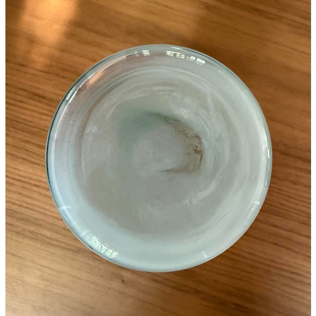 Antique Nailsea Glass Vase With Ruffled Rim | White & Teal Swirl | English, C. 1788–1883 For Sale - Image 4 of 4