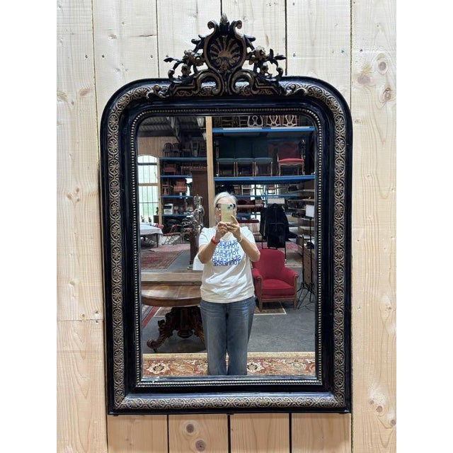 Napoleon III Mirror with Pediment For Sale - Image 4 of 10