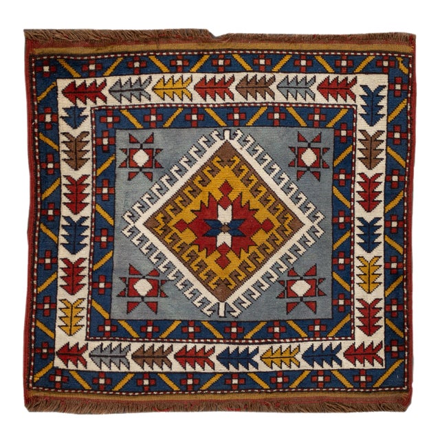 Vintage Kazak Rug, 3'6" X 3'5" For Sale