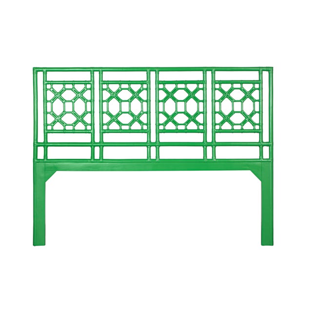 Chinoiserie Lattice Back Platform Bed King, Bright Green For Sale - Image 3 of 7