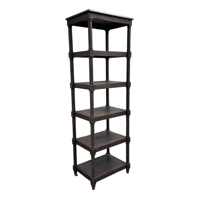 Restoration Hardware Weathered Oak Wood Etagere For Sale